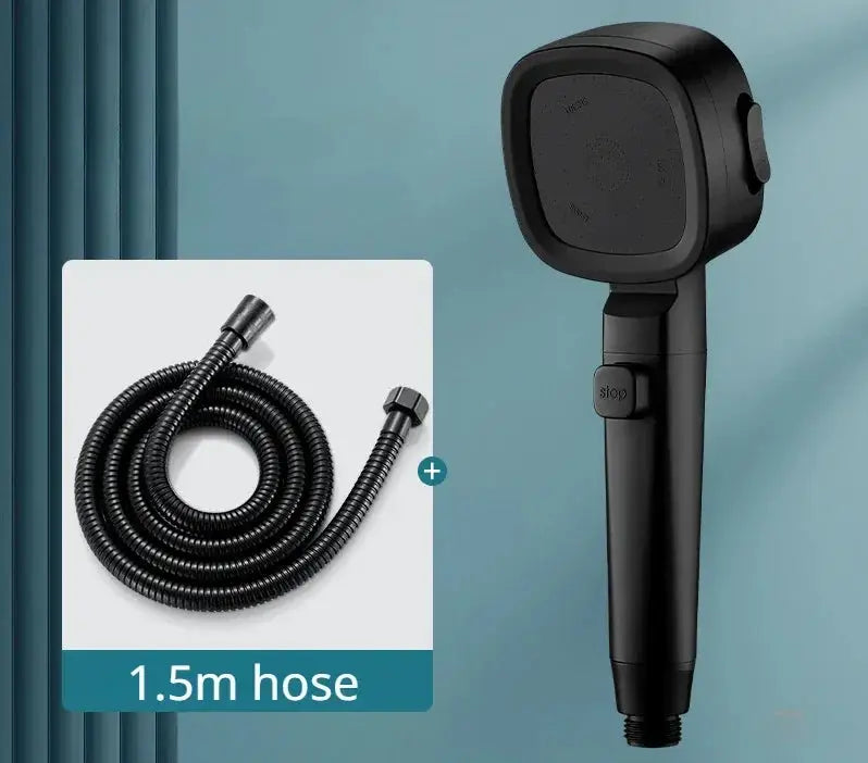 High Pressure Shower Head Water Saving 3 Modes Adjustable One Key Stop