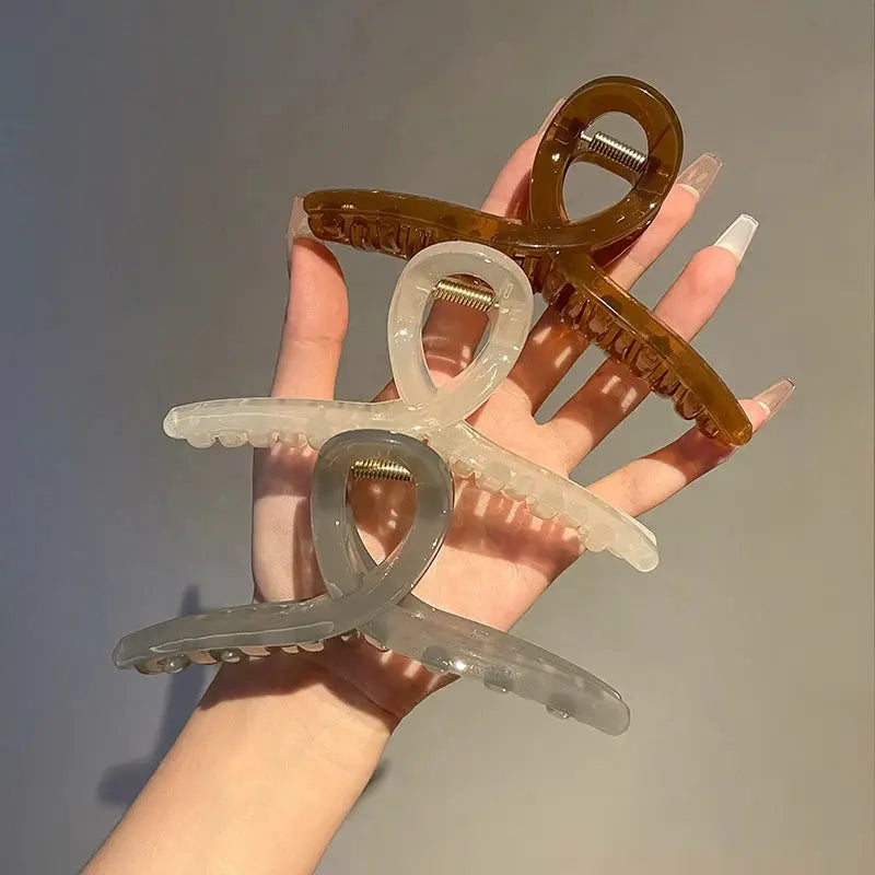 Morandi Korea Jelly Color Hair Claw Clip Large Cross Shark Clip For All Day Secure Hold
