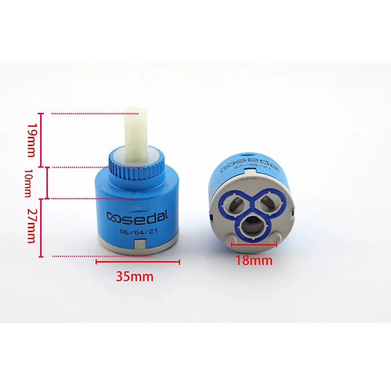 Blue faucet ceramic cartridge valve core set, 2-piece, 35mm length, 18mm diameter