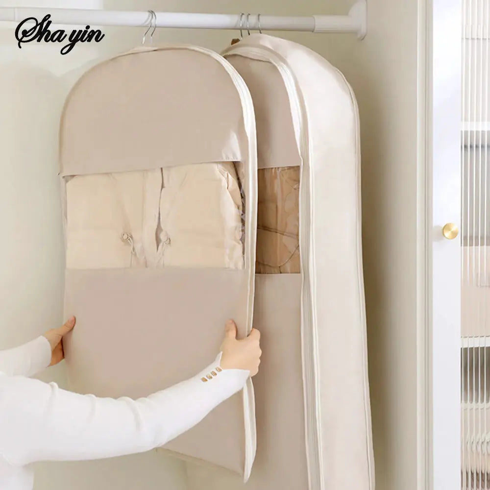 Visible Compression Hanging Bag For Down Jackets And Winter Gear Dust Cover Wardrobe Organizer For Household Storage