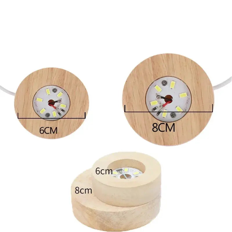TimberLux Wood Desktop LED Night Light Base USB RGB Lamp For Art And Collectibles Warm White RGB Lighting