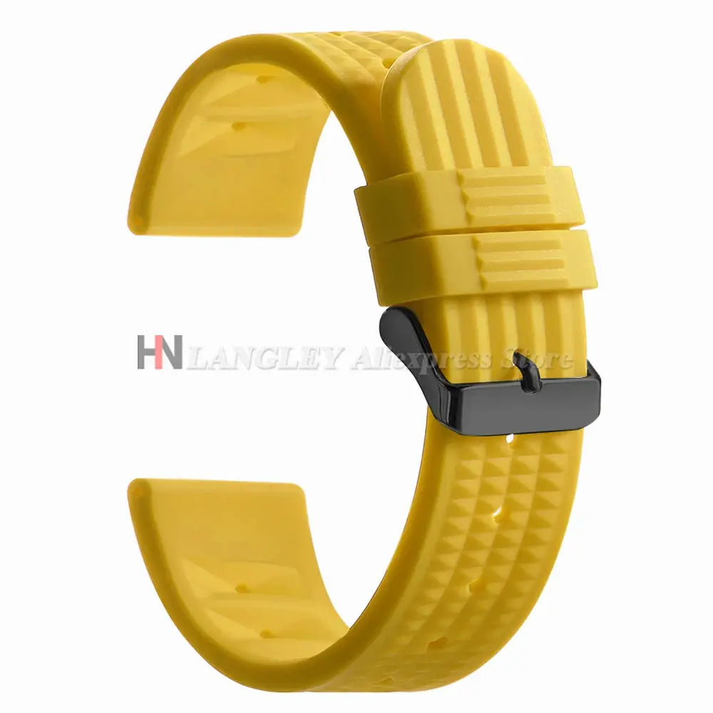 Watchdives Soft Rubber Waffle Strap 20mm 22mm Silicone Diver Watchband For Seiko SKX007 Waterproof
