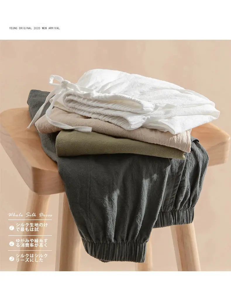 Casual linen shorts set by Simples Market, 4 pieces in white, beige, olive, black; high-waisted gym shorts
