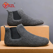 YRZL Winter Warm Cotton Indoor Slippers For Men Soft Sole Anti Slip Plush Lining Casual Home Shoes