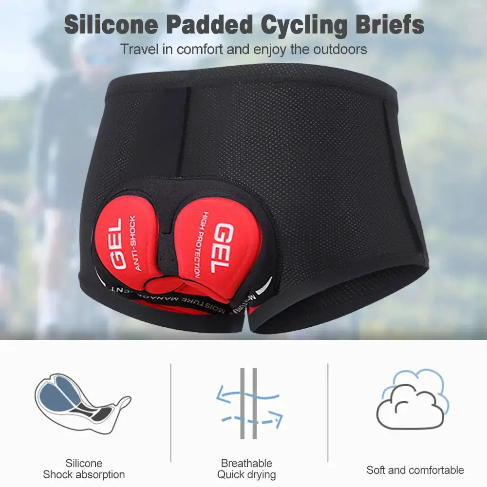 Simples Market NEWBOLER silicone-padded cycling briefs with 5D gel pad, breathable black MTB/road bike shorts