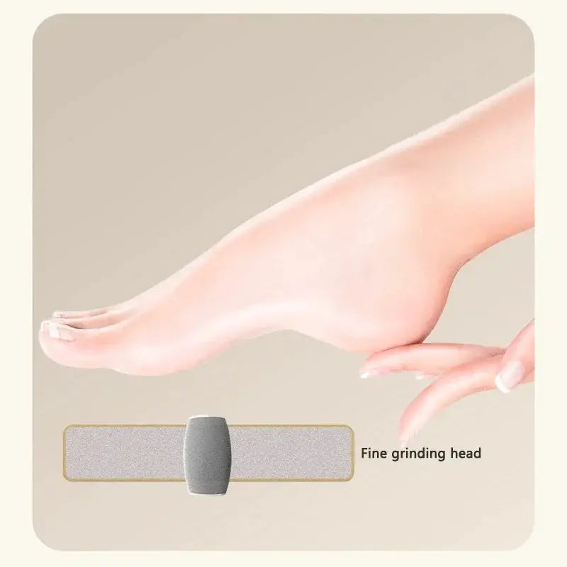 Electric foot grinder with fine grinding head; cordless rechargeable foot care device