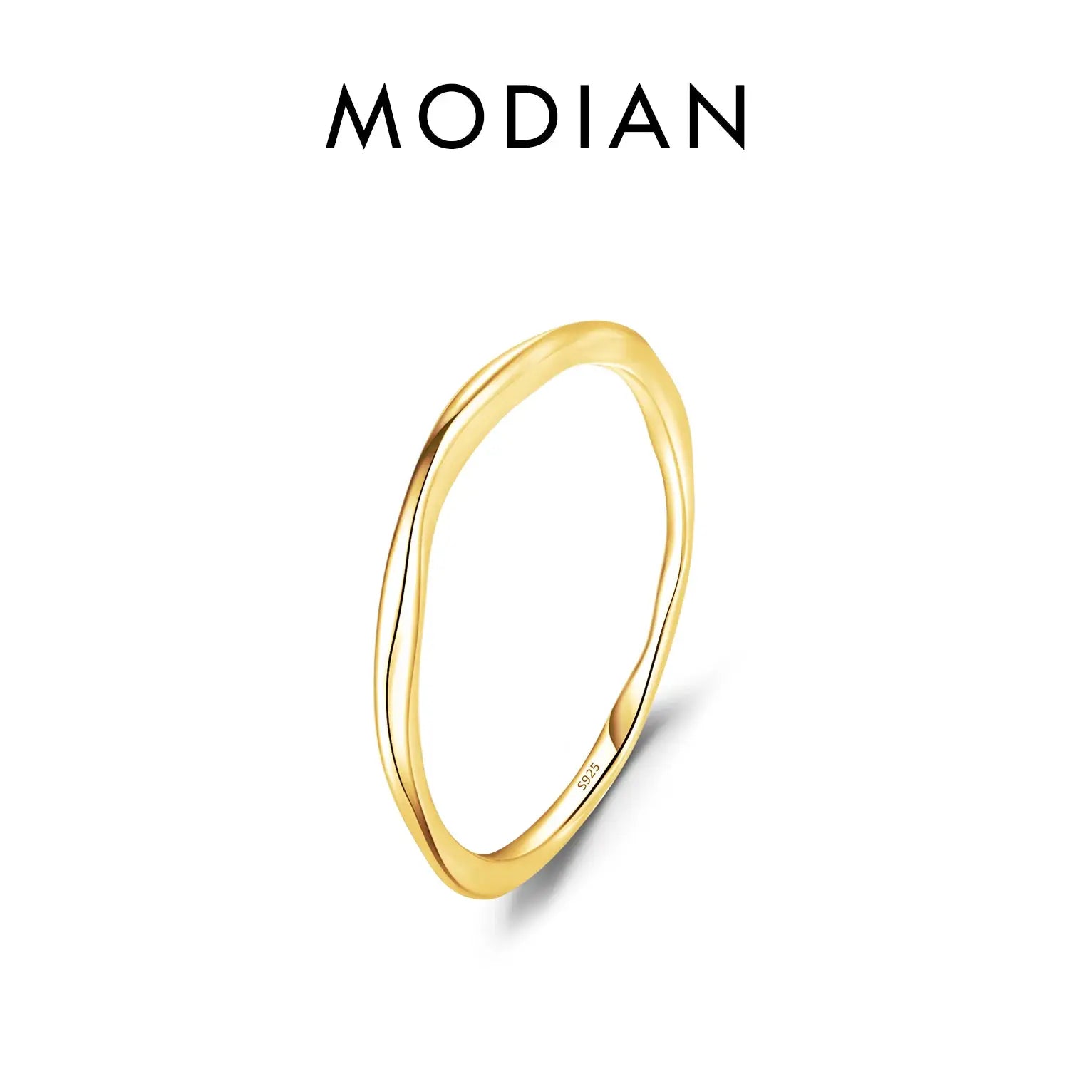 MODIAN 925 Sterling Silver Stackable Ring For Women Simple Fashion Wave Geometric Exquisite Jewelry