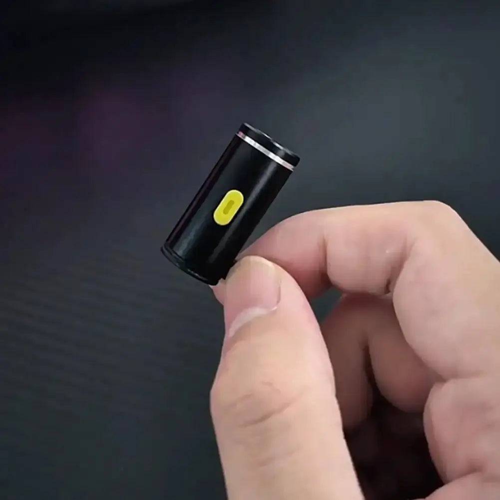 Simples Market Type-C mini windproof lighter, black body with yellow button, handheld portable outdoor flame starter