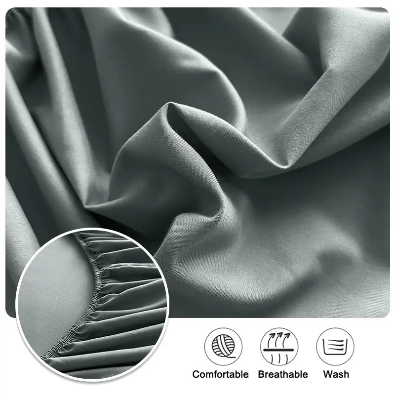 Simples Market fitted grey polyester bed sheet with elasticized edges for single to king beds