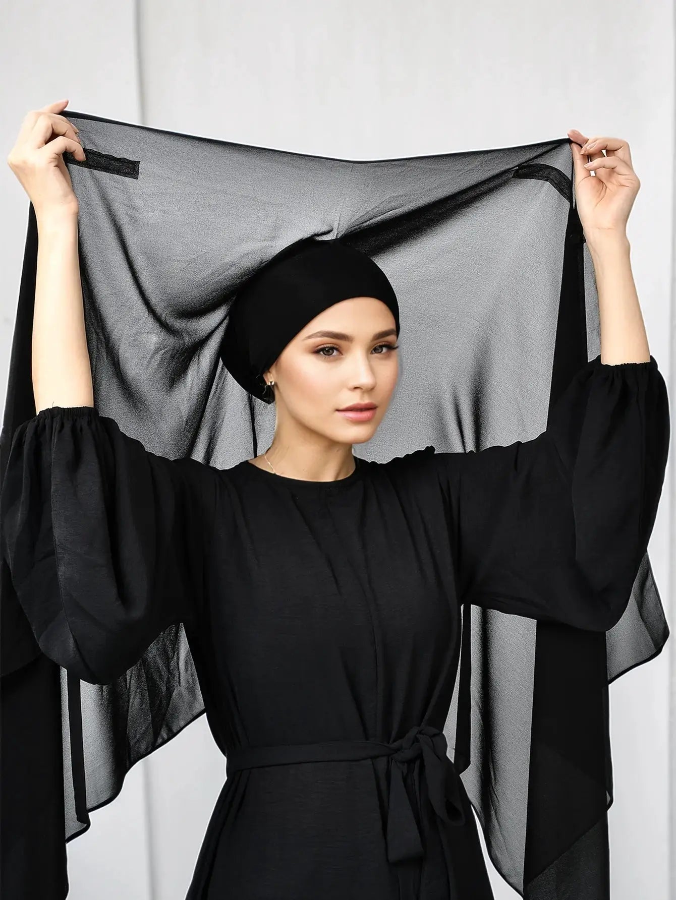 NovaVibe Instant Chiffon Hijab Magnetic Buckle Solid Color Muslim Scarf Effortless Wear