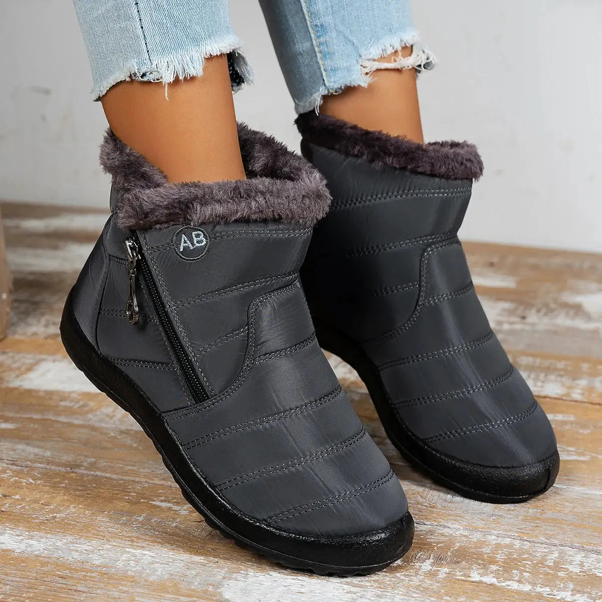 EverWarm Solid Color Mid Calf Boots For Women Waterproof Upper Plush Lining For Warm Winter Comfort