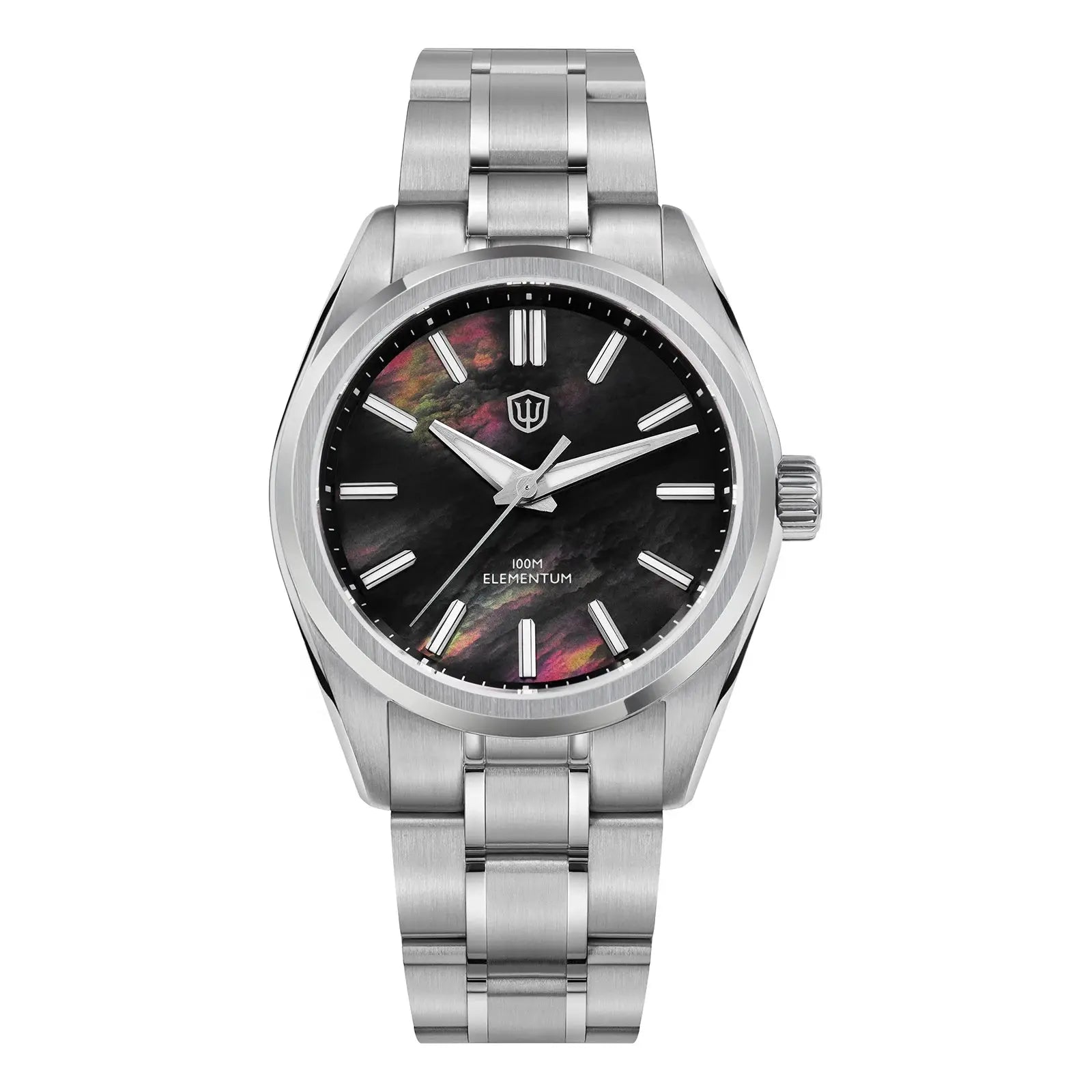 Simples Market WD0003C stainless steel watch, 38mm case, ice crack dial, luminous markers, 100m water resistant