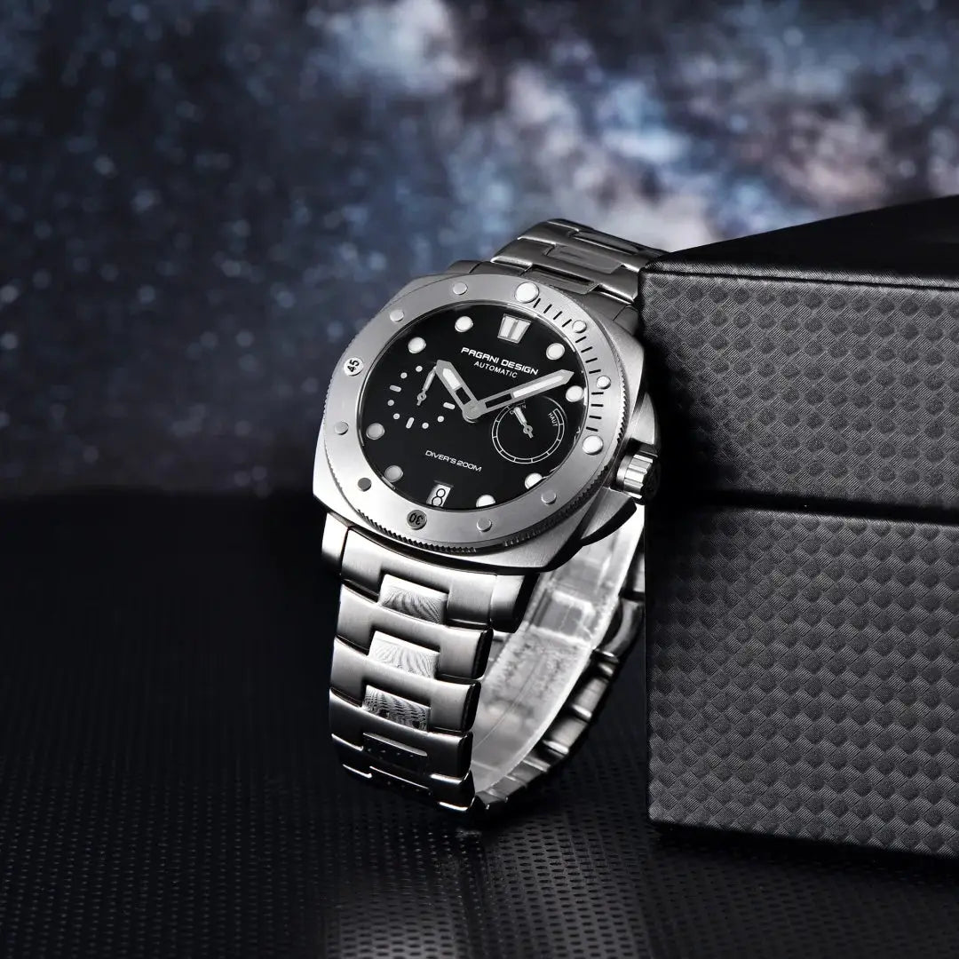 Pagani Design men's stainless steel automatic dive watch with black dial