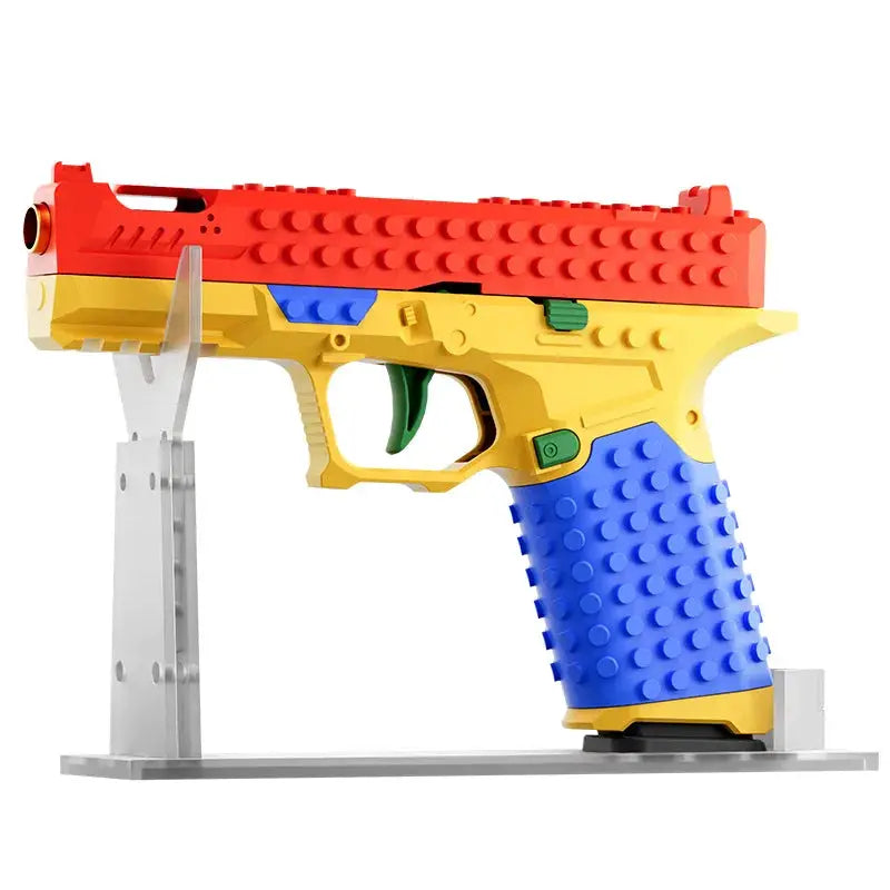 Shell Ejecting Continuous Firing Toy Pistol Airsoft Blowback Building Block Outdoor CS Weapon for Boys and Adults