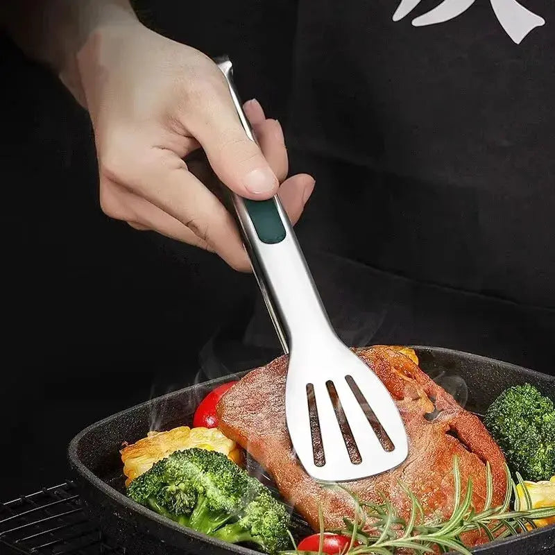 One Piece Non Slip Stainless Steel Food Tongs For Meat Salad Bread Barbecue Grill Buffet Serving And Cooking Tools