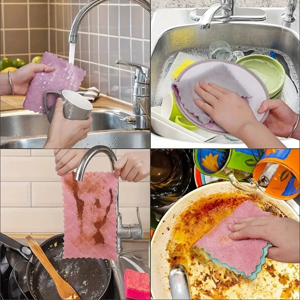 UltraSoft 10 Pack Microfiber Dish Cloths Double Sided Cleaning Towels For Tableware And Kitchen Surfaces