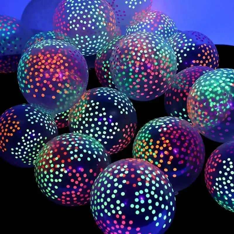 Happy Birthday Neon Glow Balloons Glow Under Blacklight Fluorescent Balloons For Neon 80s 90s Theme Party Decor