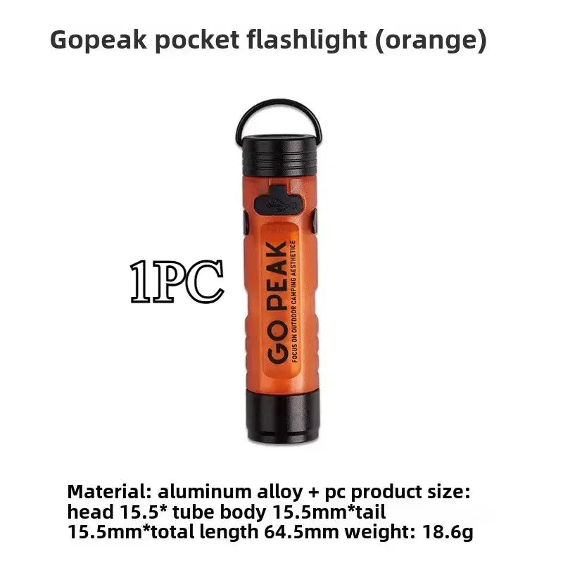 GOPEAK pocket flashlight orange with key clip, compact LED emergency light by Simples Market