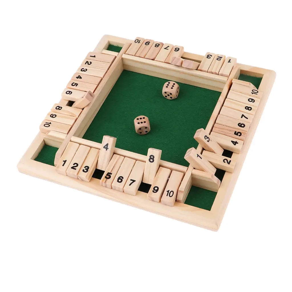 Wooden Arithmetic Dice Board Game Four Sided Flip Card Toy for Four Players Party Numbers Challenge
