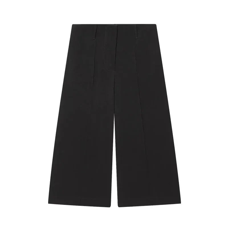 ETJ 2025 women's black wide-leg tailored suit trousers