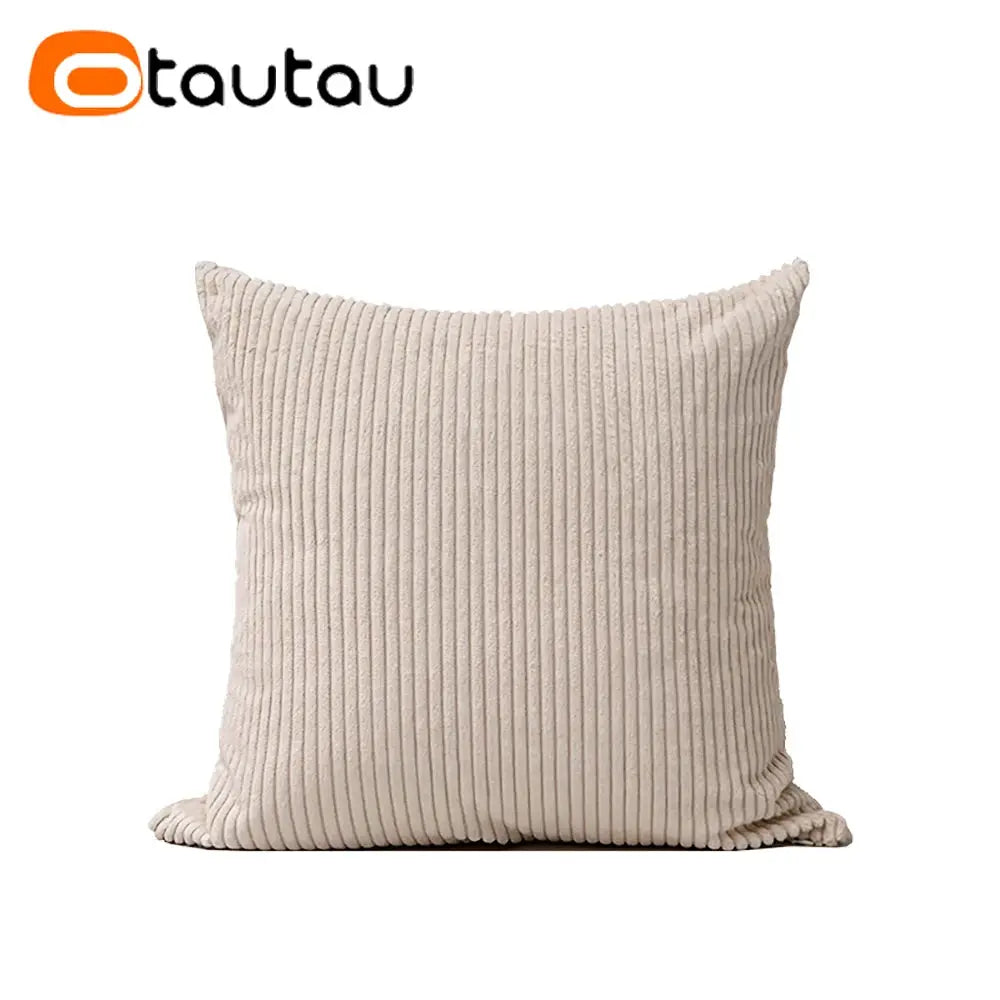 Cushion cover OTAUTAU, cotton corduroy beige with ribbed texture, 30x50/40x40/45x45/50x50/55x50/60x60, without insert