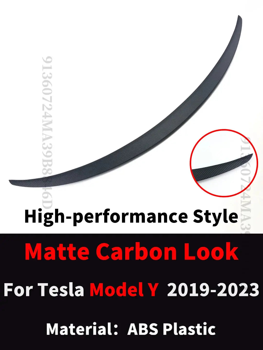 Rear trunk spoiler wing for Tesla Model Y 2019-2023, matte carbon look, ABS plastic
