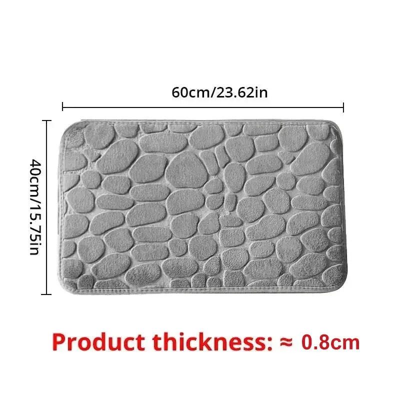 CozyNest Embossed Fiber Carpet Anti Slip Mat With Memory Foam Velvet Pebble Pattern For Bathroom And Living Room