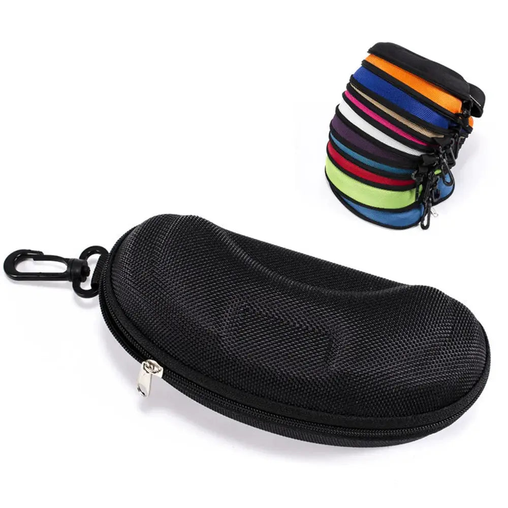 VisionGuard Hard Shell Glasses Case With Lanyard Zipper Closure Portable Protective Eyewear Storage