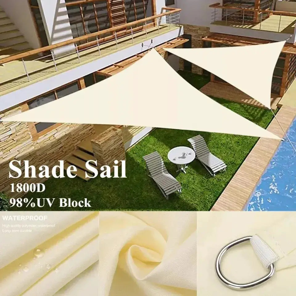 Triangle shade sails (2) by Simples Market; beige waterproof sun shade canopy over outdoor patio