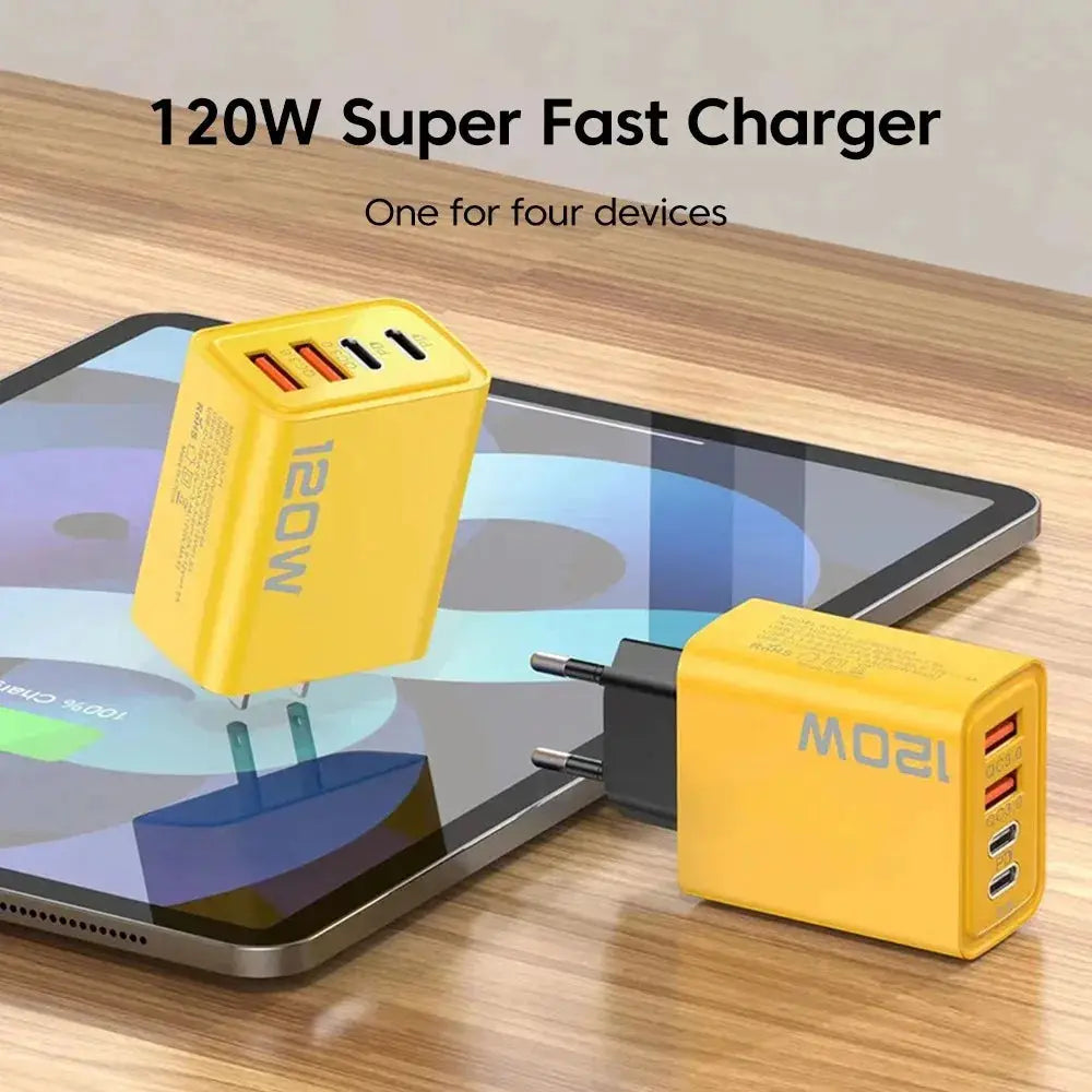 Four Port USB C PD Charger With Quick Charge 3.0 Type C Fast Charging For iPhone 16 15 Samsung Xiaomi Huawei