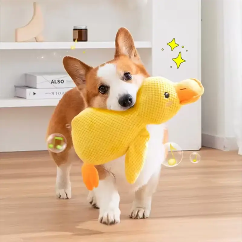 Cute Dog Toy Stomping Duck Bite Resistant Plush Toy for Large Dogs Interactive Teeth Cleaning Boredom Relief
