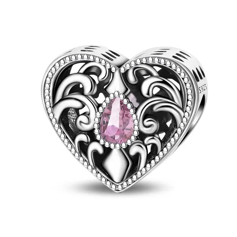 Silver Plated Guardian Angel Heart Shaped Zircon Charms Beads for Original Qikaola 925 Bracelets DIY Jewelry Gifts - Simples Market