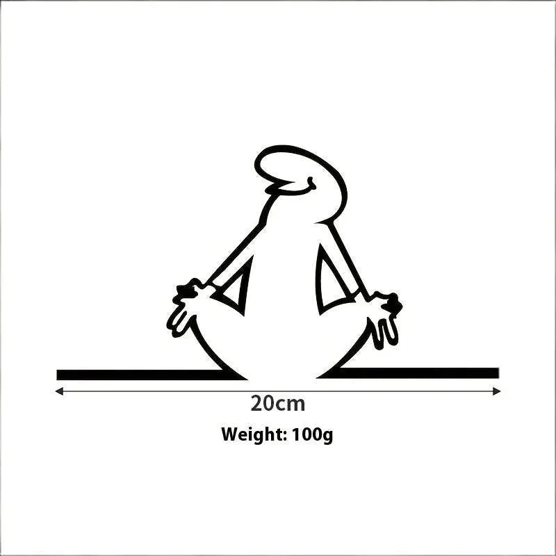 Black metal wall art shower figure, minimalist line design on aluminum plate for bathroom decor, 20cm wide