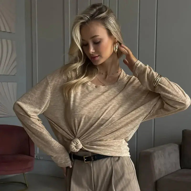 Women Long Sleeve Soft T Shirts Loose Fit Breathable Polyester Viscose Blend For All Day Comfort