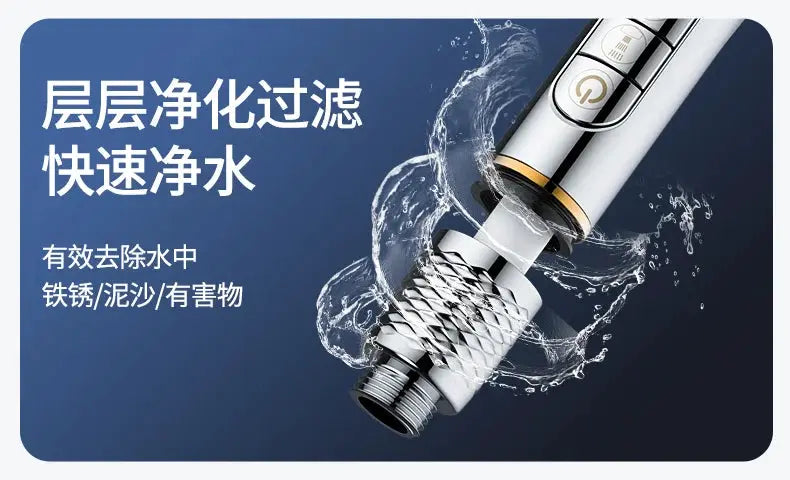 Chrome high-pressure filtered shower head with 4 spray modes
