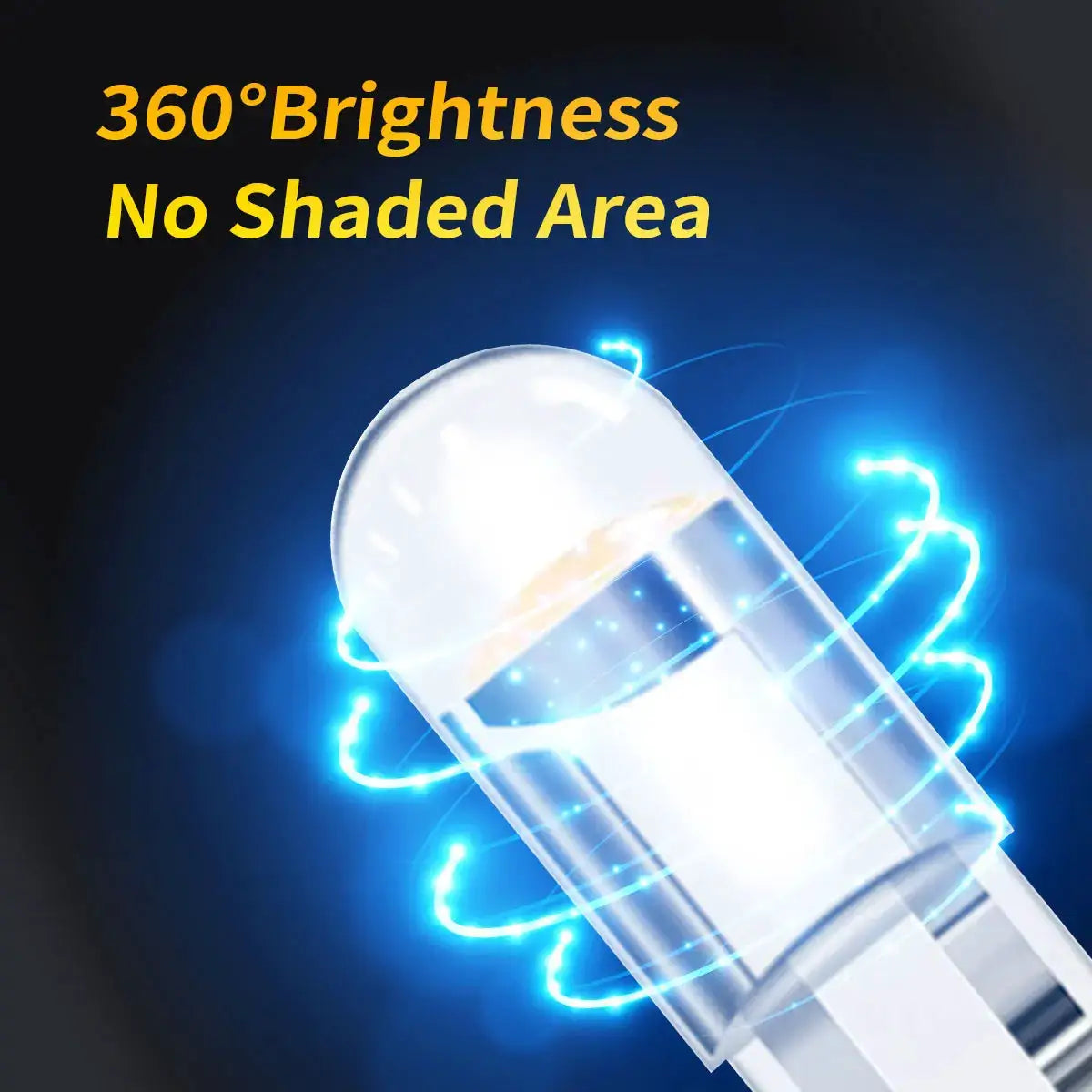 Simples Market 360° transparent LED COB T10 W5W 12V car bulb; blue glow reverse signal for rearview mirror light
