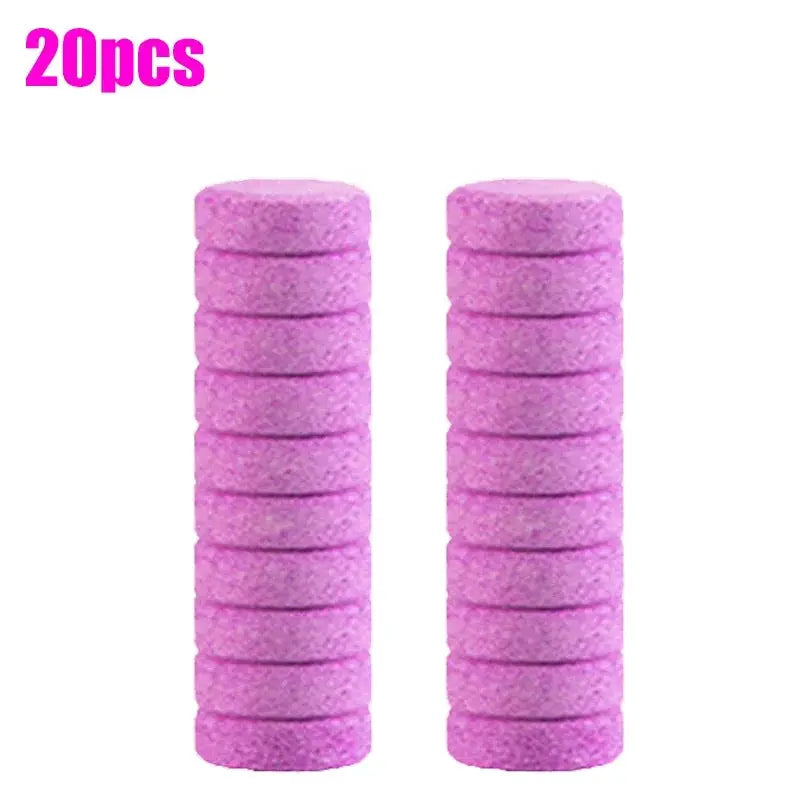 Simples Market car windshield cleaner effervescent tablets, 20pcs, pink disc-shaped auto glass cleaner