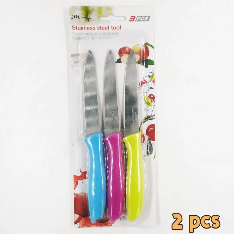 3 Piece Stainless Steel Classic Paring Knife Set With Straight Edge Spear Point For Fruit And Vegetables
