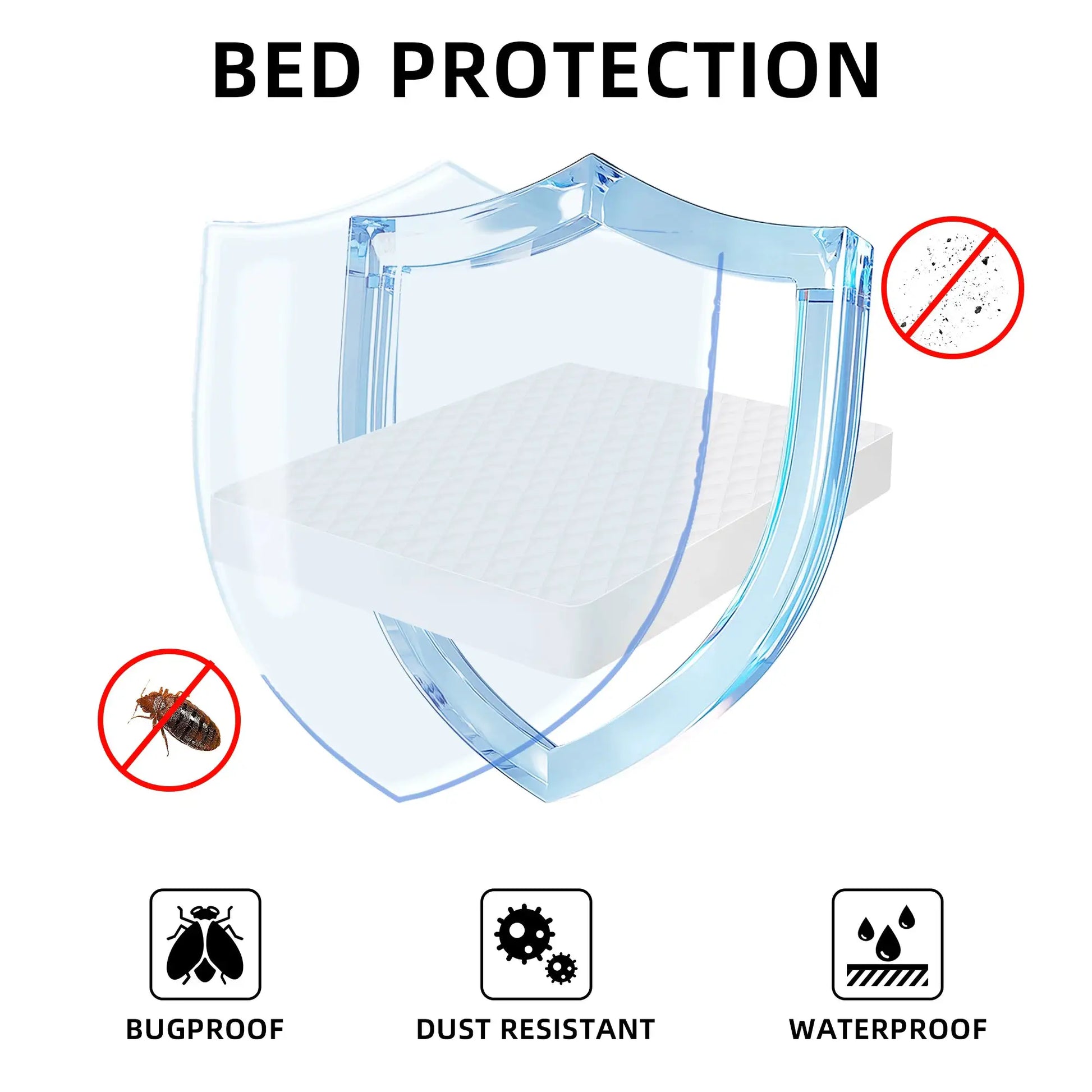 Mattress cover set, blue-tinted quilted waterproof, 2-piece bed protection by Simples Market