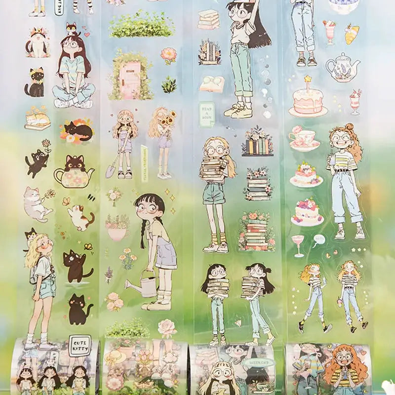 Mr Paper Washi Tape roll featuring kawaii character scenes in pastel colors for journaling and crafts