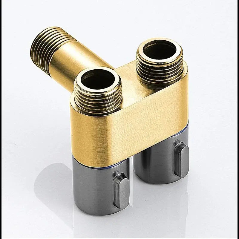 Simples Market double-outlet wall-mounted angle valve in brass finish for bidet/toilet connections