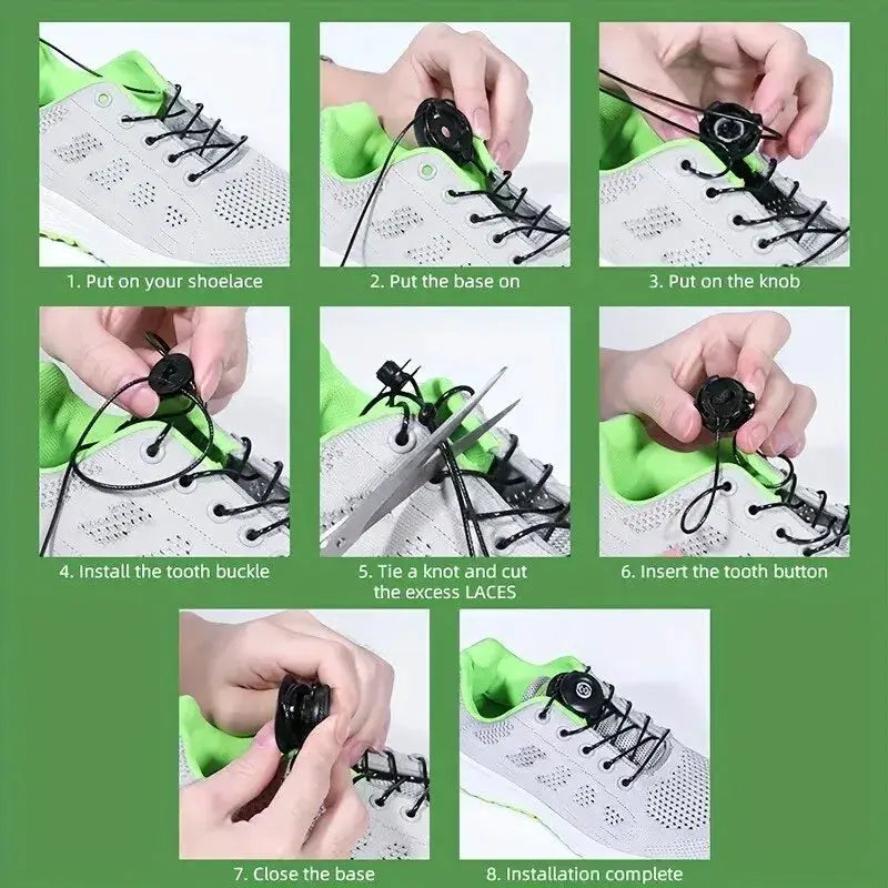 Automatic Shoelaces No Tie System With Swivel Buckle For Sneakers And Tennis Shoes 1 Pair