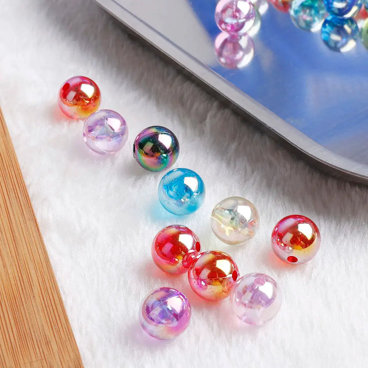 100 Pcs Mixed Color Crystal Round AB Spacer Beads Plastic Loose Beads For DIY Jewelry Making Earrings Accessories