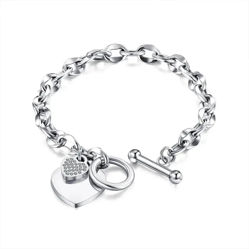 Big Heart Charm Hollow Out Star Fire Ball Bracelet for Women Imitation Pearl Cute Charm Lock Closure Ins Jewelry
