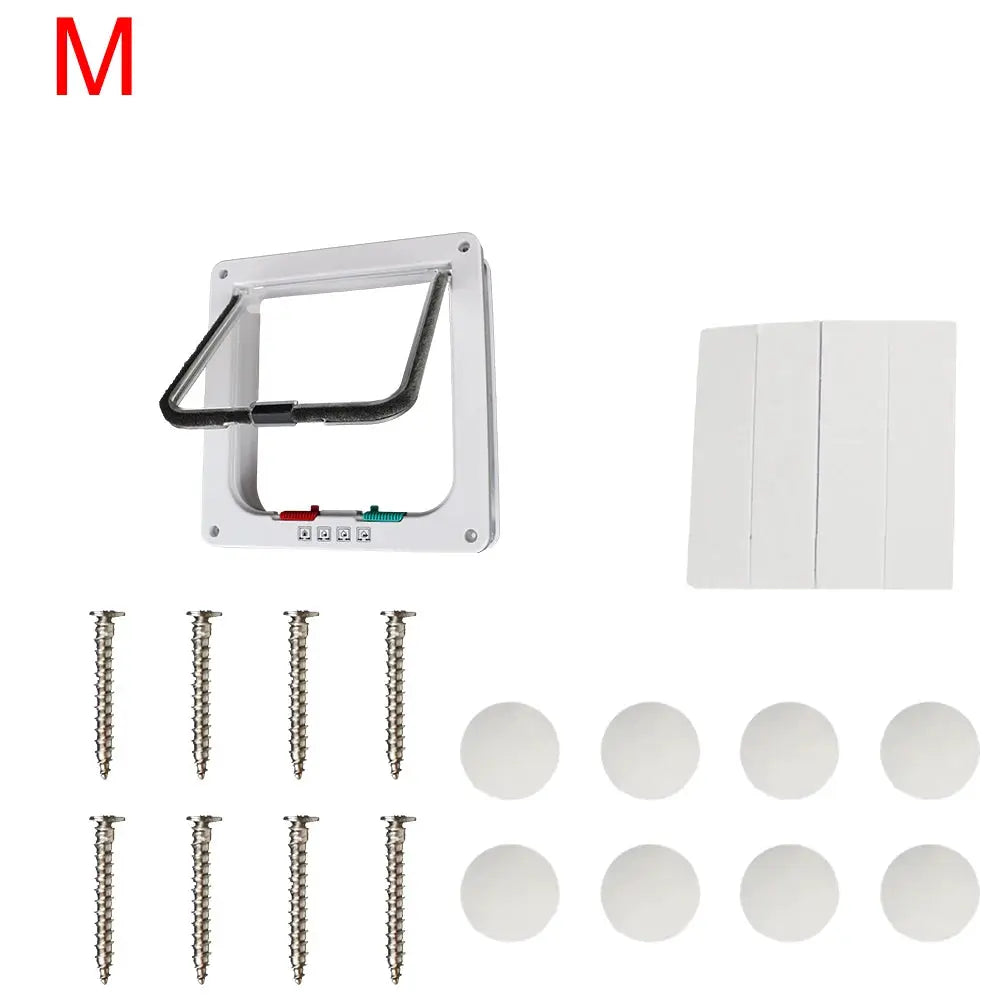 ABS Plastic Cat And Dog Flap Door Four Way Lock Security Flap Door Small Pet Safety Gate