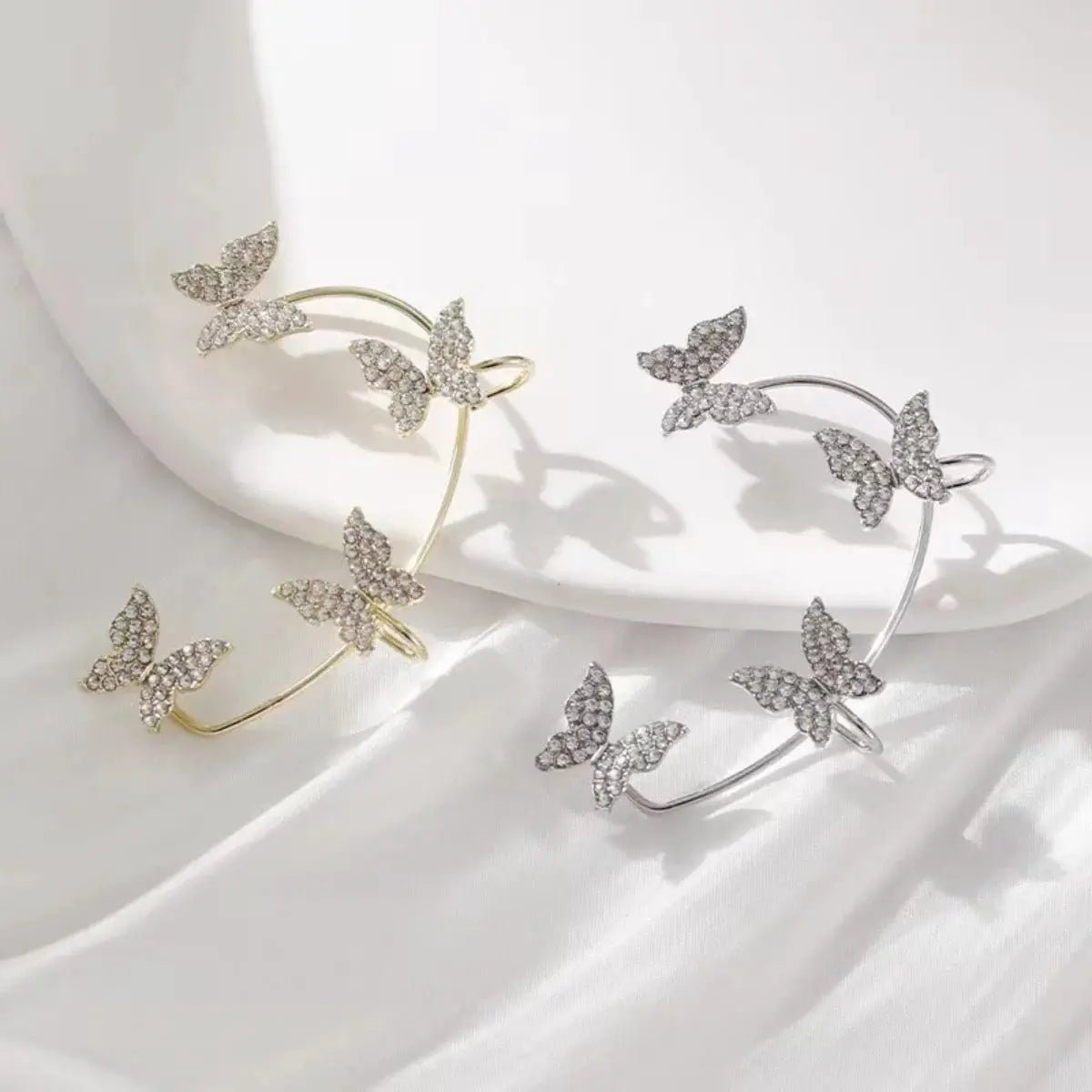 Korean Style Butterfly Ear Clips For Women No Piercing Sparkling Zircon Ear Cuff Earrings Wedding Party Jewelry Gifts - Simples Market