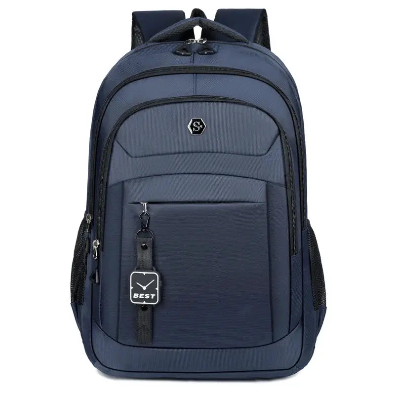 Laptop backpack by Simples Market; navy blue, large-capacity for campus and commuting.