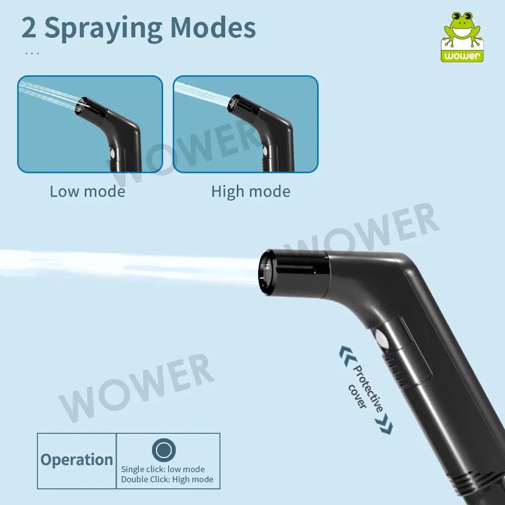 WOWER portable bidet handheld sprayer with 2m hose, black, by Simples Market