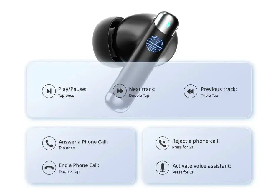 Tronsmart Bluetooth Earphones, black wireless earbuds with touch controls