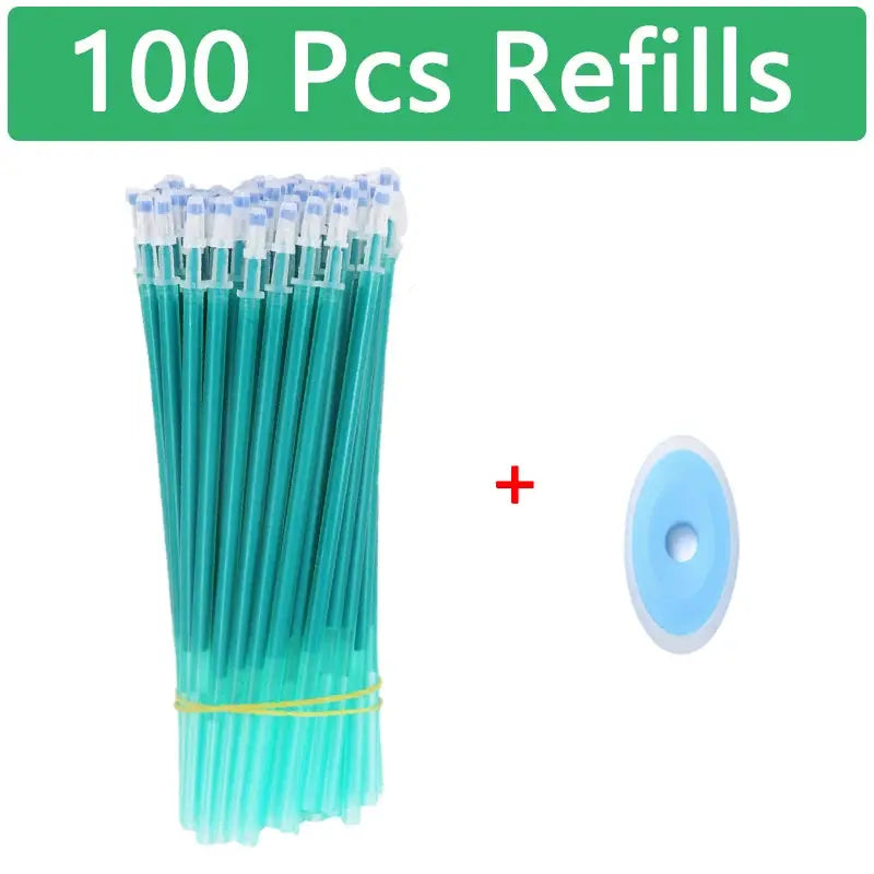 Kawaii erasable gel pens in teal, 100-piece bundle.